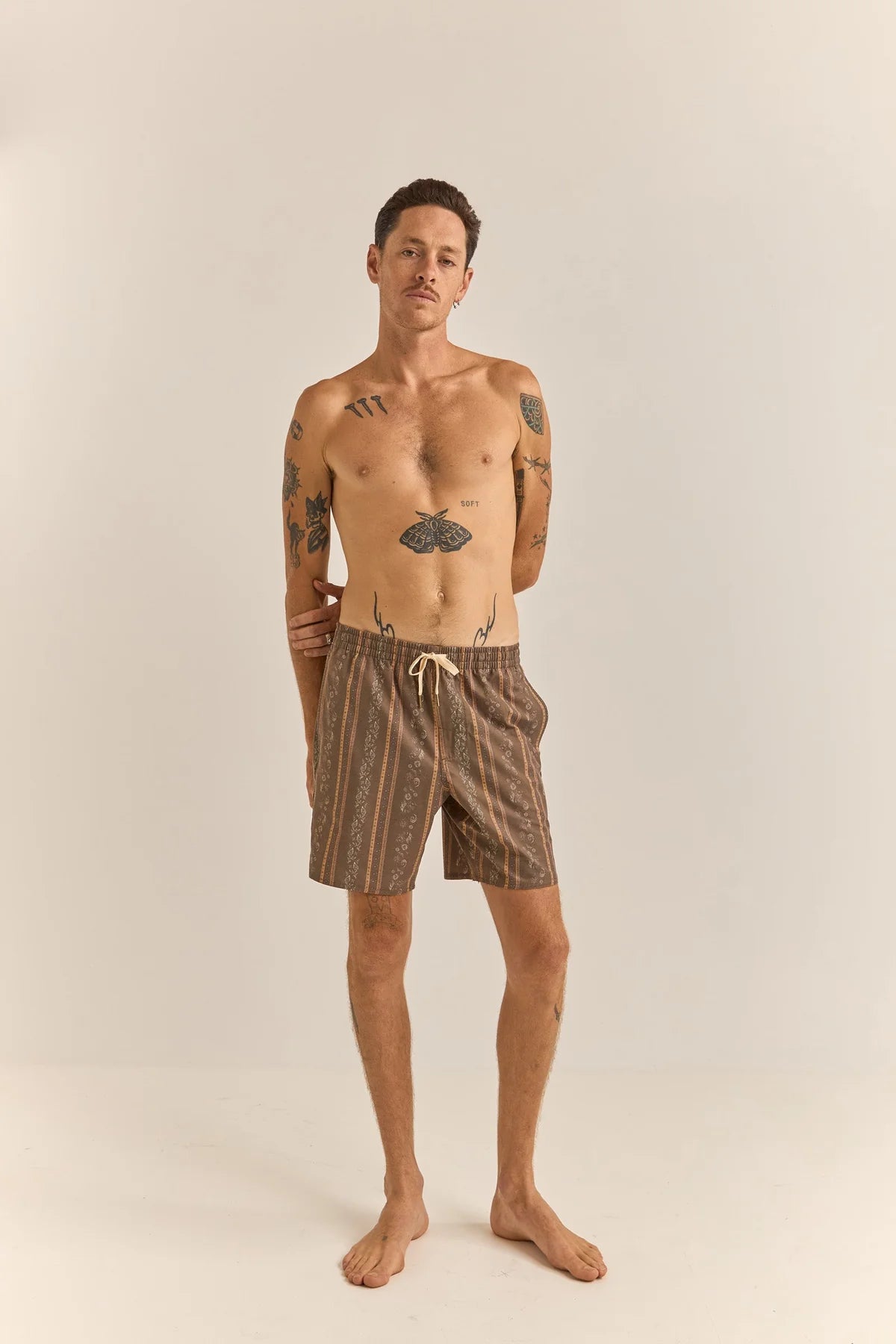 Rhythm Mens Paisley Stripe Beach Short