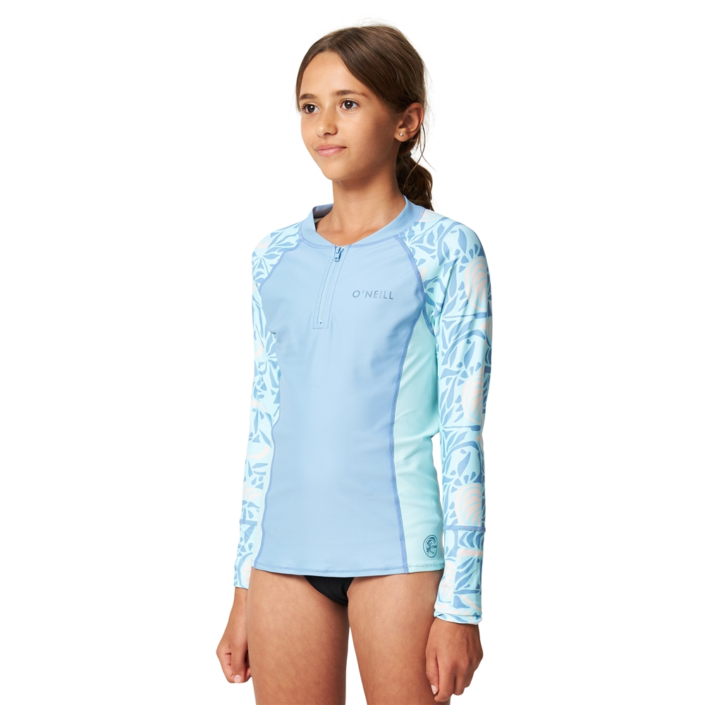 O'Neill Girls Bahia 1/4 Zip Long Sleeve Rash Vest