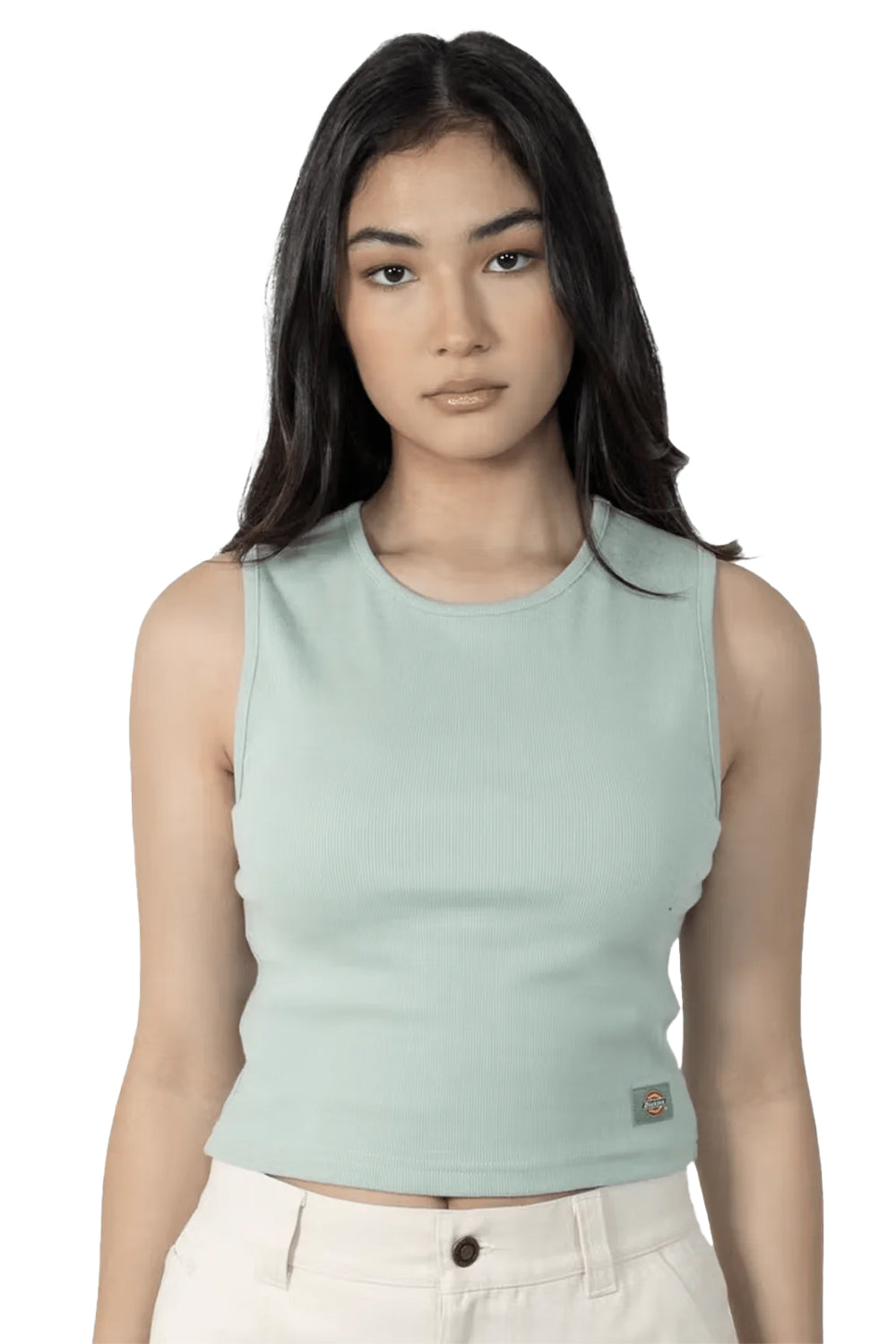 Dickies Womens Essential Rib Crop Muscle Tank Top - Jade