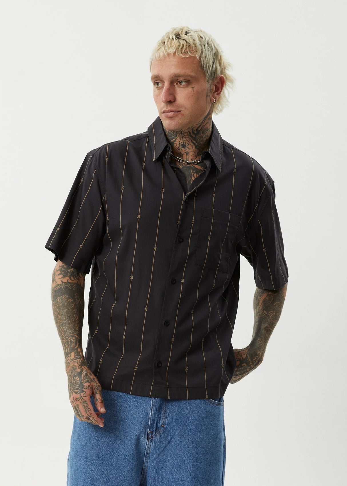 Afends Mens A Stripe Short Sleeve Shirt