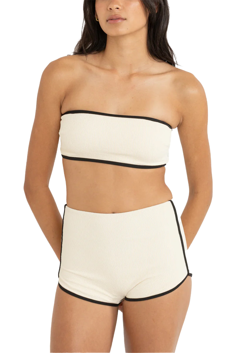 Rhythm Womens Essential Rib Contrast Bandeau Top