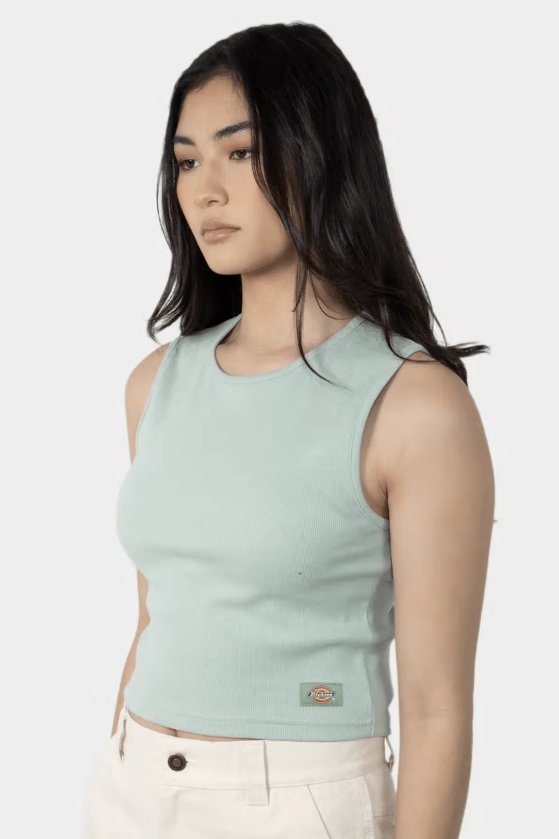 Dickies Womens Essential Rib Crop Muscle Tank Top - Jade