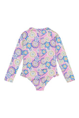 ROXY Girls (2-7) Flower Party Long Sleeve One-Piece Rashguard